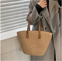 360Home Geflochtene Tasche Strandtasche Geflochtener Einkaufskorb Pendler-tasche braun