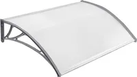 JOIEYOU 120 x 100 cm stříška na vchodové dveře Oblouková stříška na vchodové dveře z polykarbonátu a hliníkového rámu pro garáž balkon okno dům - šedá
