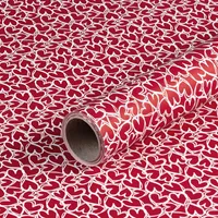 Geschenkpapier Rot mit weißen Herzen, Geburtstagspapier, 0,70 x 10 m