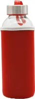Trinkflasche Glasflasche Wasserflasche Neoprenhülle 400 ml Teeflasche Sportflasche Getränk Flasche Rot