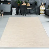 Wollteppich handgewebt in dezentem Creme-Beige für Wohnzimmer und Gästezimmer Größe - 120 cm Rund