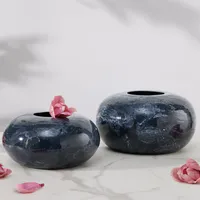 riess-ambiente Design 2er Set Vase STONE 25cm schwarz marmoriert Dekoration Deko