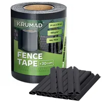 KRUMAD Zaunband für Sichtschutz 19 cm x 35 m Anthrazit mit 30 Befestigungsclips  Doppelstabmattenzaun
