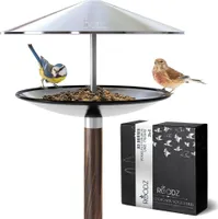 ROODZ Vogelhaus und Vogeltränke 2in1 mit Ständer Holzoptik