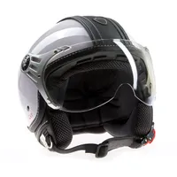 CMX Jet Helma - Přilba na skútr Pepper White glossy + Leather black "M