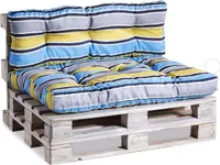 Palettenkissen, Gartensofakissen, Gesteppte Kissen gefüllt mit granuliertem Poulirette-Schaum, viele Farben und Größen PPI (Sitzkissen 120x60, gesteppt Blau-Gelb 5)