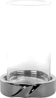 Fink Windlicht mit Glas Le Decor silberfarben Keramik Höhe 24,5 cm
