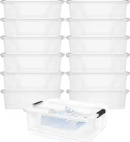 BigDean 12er Set Aufbewahrungsbox mit Deckel transparent 7L + Clipverschluss Stapelbox Ordnungsbox