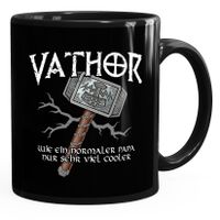 Kaffee-Tasse cooler Papa Vathor Spruch lustig Thor Parodie Geschenk Papa Vatertag MoonWorks® schwarz Keramik-Tasse
