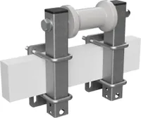 Polyurethan Kielrolle mit Stützen Sliprolle Bootstrailer Sliphilfe Spulenform verzinkt SUPROD, B=125, L=250 mm, grau