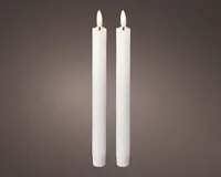 Lumineo LED Spitzkerze 2 Stück, 24,5x2,2 cm Weiß, Batteriebetrieben