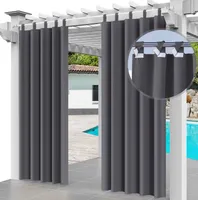 Outdoor Vorhang, 2er SET, Gardine 220 x 155 cm, Graphit, Gartenlauben Balkon-Vorhänge, Verdunkelungsvorhang, Wasserdicht, Pavillon (2 Panele) [129]