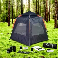 Sumosuma Zelt Camping Zelt 3-4 Personen Pop Up Zelt Doppelschicht Wasserdicht & Winddichte Kuppelzelt mit Abnehmbarer Wurfzelt für Trekking, Familien, Camping, Grau