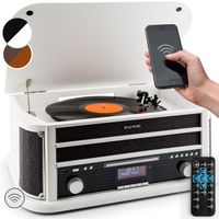 Auna Plattenspieler mit Lautsprecher, Retro Plattenspieler mit Bluetooth und 3 Geschwindigkeiten, Schallplattenspieler im Vintage Design, Vinyl Record Player mit USB, Plattenspieler für Schallplatten