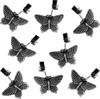 ToCi 8er Set Tischtuchbeschwerer Tischtuchbommeln Tischtuchgewichte Tischtuchhalter Schmetterling, Silber, 6,5 x 5,5 cm