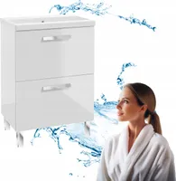 Stamar | Badezimmerschrank, mit Waschbecken, 60 cm, weiß glänzend