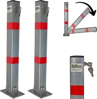 2x Absperrpfosten eckig Parkplatzsperre Sperrpfosten klappbar Standfuß