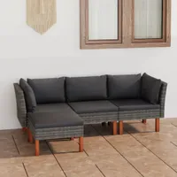 vidaXL 4dílná zahradní lehátková souprava s polštáři Poly Rattan Grey