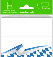 Tischkarte - 6er-Set - 6 Stück im Topper – blau-weiße Tischkarte Bavar