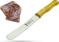 SMI Brötchenmesser 22,5 cm - Solingen Buttermesser & Frühstücksmesser, Buckelsmesser mit Olivenholzgriff, Nicht spülmaschinenfest, Germany