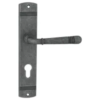 DOMINO Türgriff 72 Drückergarnitur PZ-Profilzylinder Set | Langschildgarnitur |für Zimmertür, Bürotür, Kellertür & Innentür |Antikes Nickel | LOFT M95