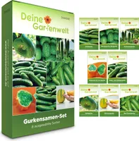 Gurkensamen Set - 8 Sorten Samen - Saatgut Sortiment - Anzuchtset für Gurken - Geschenkset - Salatgurke, Zitronengurke, Mexikanische Minigurke, Schwammgurke, Snackgurke, Schlangengurke, uvm.