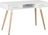 BELIANI Schreibtisch Weiß 120 x 45 cm mit 2 Schubladen Modernes Design