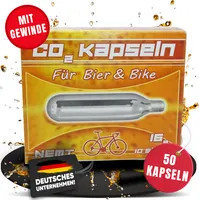 50 x NEMT Bierkapseln 16g Co2 für Bierzapfanlagen mit 16g Kohlensäurekapseln MIT Gewinde