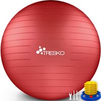TRESKO Gym lopta (červená, 75 cm) s pumpou Fitness lopta Joga lopta na sedenie Športová lopta Pilates lopta Športová lopta