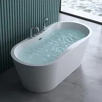 doporro Freistehende Design-Badewanne Vicenza602 180x80x63cm komplett mit Ablaufgarnitur inkl. Armaturen und Überlauf aus Acryl in Weiß und DIN-Anschlüssen