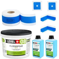Hydroizolačná súprava Tekutá fólia 12 kg Tesniaca páska 20mb Základný náter Sprcha v kúpeľni - LEVEL+ SET324