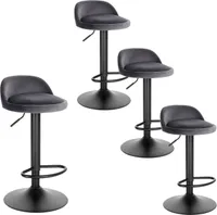 EUGAD  4er Set Barhocker, 360° Drehstuhl, höhenverstellbar, Dunkelgrau