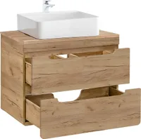 Waschtischunterschrank 81 cm mit Keramikbecken LUTON-56-CRAFT Wotan Eiche Nb. B/H/T ca. 81/75,5/46 cm