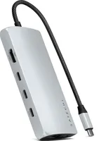 Víceportový adaptér Satechi USB-C 8K s Ethernetem V3 ve stříbrné barvě