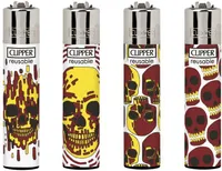 Clipper® Feuerzeuge 4er Set: Skull Fire