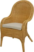 KRINES HOME  Bequemer Rattansessel mit hoher Rückenlehne Polster Rattan Rattanstuhl Lounge mit Breiten Armlehnen Honig
