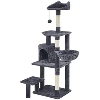 Yaheetech Katzenbaum Katzenkratzbaum 145 cm Stabiler Kratzbaum mit Aussichtsplattform Liegemulde Sisalstämme Kletterbaum für kleinen mittelgroßen Katzen Dunkelgrau