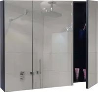 Zrcadlová skříňka HWC-B19b, koupelnová skříňka na zeď, 6 polic s certifikátem  ve vysokém lesku 70x80x16cm  černá