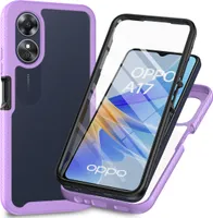 Oppo A17 Hülle, Bumper mit Eingebautem Displayschutz 360 Grad Komplettschutz Schutzhülle für Oppo A17 Lila