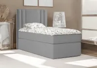 Bett , Boxspringbett , Continentalbett RALI MINI mit Bonell Matratze , Einzelbett mit Container , H3 ( 80x200 cm , Dunkelgrau - Itaka 14 , Ohne Topper )