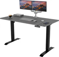 POKAR Höhenverstellbarer Schreibtisch Höhenverstellbar Elektrisch Bürotisch mit Tischplatte, Größe:140x60, Farbe:Dunkelgrau