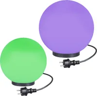 Kugellampen RGB Kugelleuchten 2er Set Ø 25/30cm Außenleuchten Garten Lampen LED