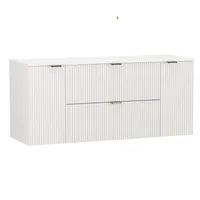 WENA Skříňka pod umyvadlo se 2 dveřmi a 2 zásuvkami 140 cm, žebrovaná čela, kovové úchytky ve zlaté barvě (barva: bílá)