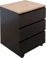 Moderner Rollcontainer BIG DEAL edelmatt schwarz Eiche Bürocontainer Büroschrank mit 3 Schubladen mit Rollen