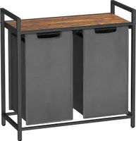 Stehender Wäschekorb 2 Fächer LOFT 73 cm grau