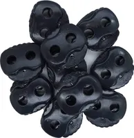 10 Kordelstopper mit zwei Löchern 20x20mm, Durchzug 5mm - 35 Farben