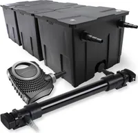 SunSun 3-komorová filtračná súprava 90000l 72W UVC 6er jazierkový čistič NEO10000 80W čerpadlo