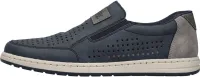 Rieker Herren Slipper Halbschuh Gummizug Lochmuster perforiert 18267, Größe:46 EU, Farbe:Blau