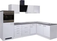 Winkelküche mit E-Geräten & Geschirrspüler - 280 cm breit - Weiß – Toska
