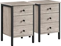 Yaheetech 2er Set Nachttisch mit 3 Schubladen Nachtkommode Schrank Beistelltisch Boxspringbett Schlafzimmer, 40 x 40 x 60 cm, Industrie-Design